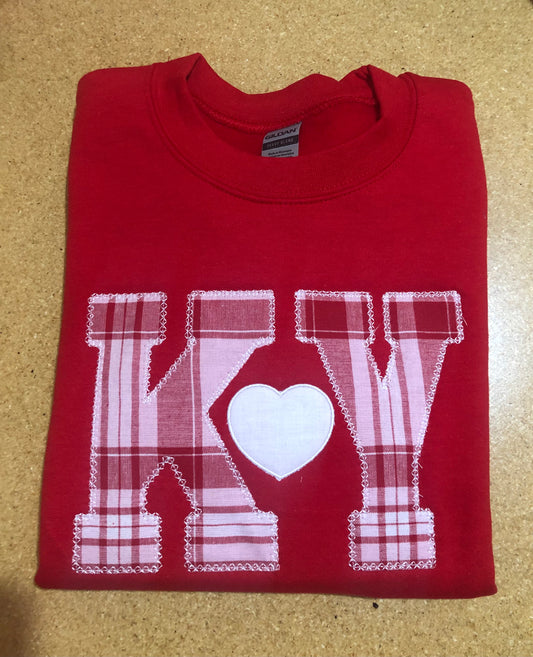 KY Plaid Heart Crewneck